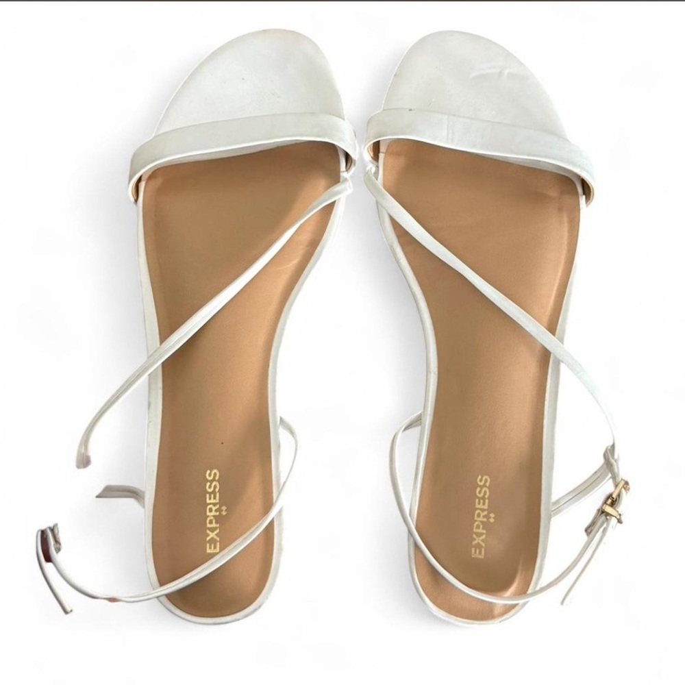 Express White Minimal Strappy Sandals